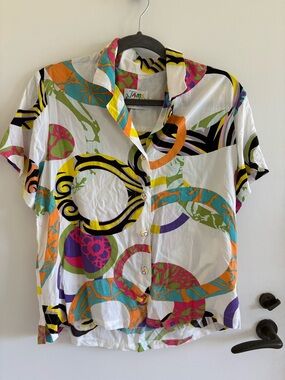 Jams world button up shirt bang bangles print colorful summer resort Hawaii